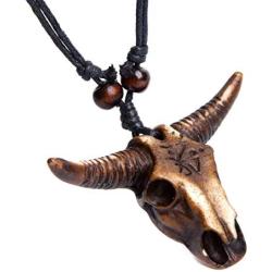 Scddboy Vintage Gothic Bull Skull Head Necklace - Retro Tribe Pendant Chain