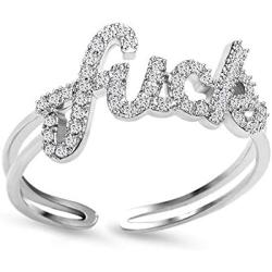 EXGOX 18K Gold Plated Open Ring Hypoallergenic Cubic Zirconia Statement Ajustable Personalized Rings with Gift Box