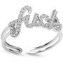 EXGOX 18K Gold Plated Open Ring Hypoallergenic Cubic Zirconia Statement Ajustable Personalized Rings with Gift Box