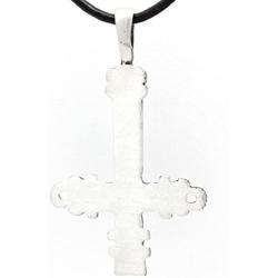 Trilogy Jewelry Pewter Inverted Gothic St. Peters Cross Pendant on Leather Necklace