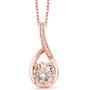 Gem Stone King Peach Morganite and Diamond 18K Rose Gold Plated Silver Infinity Pendant Necklace, 0.67 Ct Round 6MM with 18 Inch Chain