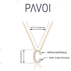 PAVOI 14K Yellow Gold Plated Cubic Zirconia Initial Necklace | Letter Necklaces for Women