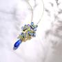 Santuzza Blue Flower Gold Plating Pendant Genuine 925 Sterling Silver Gorgeous Dangle Glass Handmade Enamel Dangle Jewelry For Women