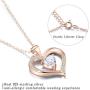 ✦Gifts for Mothers Day✦ Forever Love Heart Necklace Jewelry 18K White Gold/ Rose Gold Plated 925 Sterling Silver Birthstone Pendant Necklace with 5A Cubic Zirconia Birthday Gifts for Women and Girls
