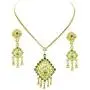 Siwalai Thai Traditional Gold Plated Light Peridot Color Crystals Necklace Earrings Jewelry Set 24 Inches Siwalai Thai Traditional Gold Plated Light Peridot Color Crystals Necklace Earrings Jewelry Set 24 Inches