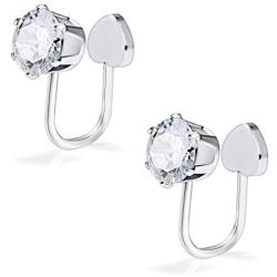 SCERRING Pair of Clear CZ Stainless Steel Ear Cuff Helix Cartilage Clip on Wrap Earrings Non Piercing Fake Nose Lip Tragus Jewelry for Women Girls Adjustable