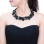 Jerollin Crystal Rhinestone/Pearl Statement Chain Necklace, Vintage Choker Bib Pendant Necklace Bohemian Bling Tassel Collar Statement Necklace for Evening Party