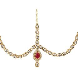 Efulgenz Indian Bollywood Vintage Gold Plated Mang Tikka Crystal Pearl Head Chain Bridal Wedding Jewelry Hair Accessories