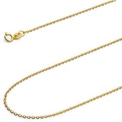 Wellingsale 14k Yellow Gold Polished Solid 1.2mm Side Diamond Cut Rolo Cable Chain with Spring Ring Clasp