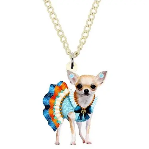NEWEI Acrylic Sweet Chihuahua Dog Puppy Necklace Chain Pendant Collar Fashion Animal Pet Jewelry for Women Gifts Charm NEWEI Acrylic Sweet Chihuahua Dog Puppy Necklace Chain Pendant Collar Fashion Animal Pet Jewelry for Women Gifts Charm