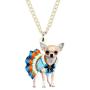 NEWEI Acrylic Sweet Chihuahua Dog Puppy Necklace Chain Pendant Collar Fashion Animal Pet Jewelry for Women Gifts Charm