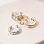FANCIME Gold Plated Sterling Silver Simulated Shell Pearls Open C Hoop Earrings Chunky Dainty Jewelry Gifts for Women Girls Wife Mom, Diameter 1.1 inch (28mm)