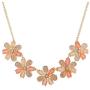 Lux Accessories Peach Caviar Glitter Flower Statement Necklace Earring Set