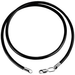 andrii volodko 3 mm Black Rubber Chain Necklace 18/20/22 in with Sterling Silver Secure Lobster Lock Clasp