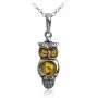 Sterling Silver Amber Owl Earrings Pendant Set Necklace 18 Inches Sterling Silver Amber Owl Earrings Pendant Set Necklace 18 Inches