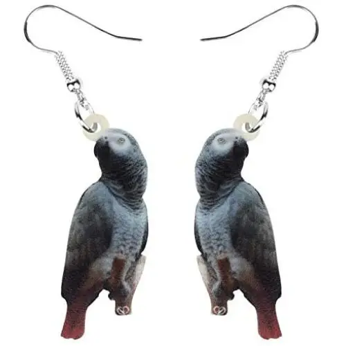 NEWEI Acrylic Novelty African Grey Parrots Bird Earrings Dangle Drop For Women Girl Wild Animal Jewelry Charm Gifts NEWEI Acrylic Novelty African Grey Parrots Bird Earrings Dangle Drop For Women Girl Wild Animal Jewelry Charm Gifts