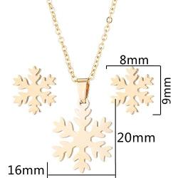 RUIZHEN Stainless Steel Snowflake Winter Flower Necklace Stud Earrings Jewelry Set Xmas Jewelry