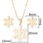 RUIZHEN Stainless Steel Snowflake Winter Flower Necklace Stud Earrings Jewelry Set Xmas Jewelry