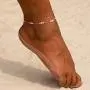 NECOCY 14K Gold Plated Dainty Pearl Anklet Tiny Summer Beach Ankle Bracelet for Women Girls