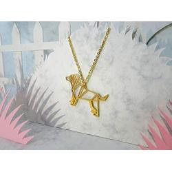 La Menagerie Dog Gold Origami Jewelry & Gold Geometric Necklace – 18 Karat Plated Gold Necklace & Dog Necklaces for Women – Dog Necklace for Girls & Origami Necklace