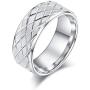 6mm or 8mm Solid Unisex Comfort Fit Sterling Silver Lines and Grids Engraved Ring Patterned Wedding Band