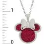 Disney Mickey Mouse or Minnie Mouse Silver Plated Glitter Pendant Necklace