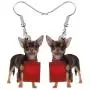 DOWAY Acrylic Rose Heart Bulldog/Yorkshire Terrier/Chihuahua Earrings Dangle Drop Pet Dog Jewelry for Women Girls Gift