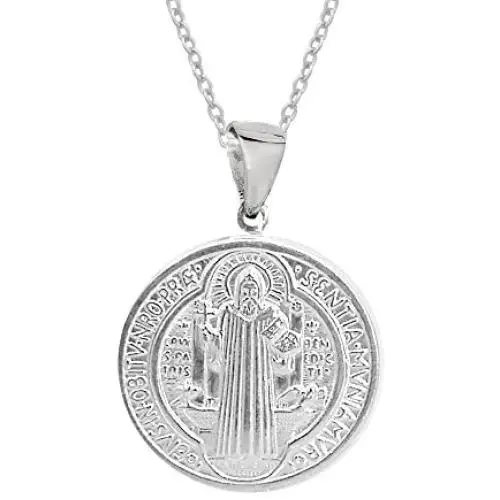 Ritastephens Sterling Silver San Benito St Saint Benedict Medallion Medal Pendant Necklace (3 sizes) Ritastephens Sterling Silver San Benito St Saint Benedict Medallion Medal Pendant Necklace (3 sizes)