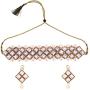 Efulgenz Indian Bollywood Traditional 14 K Gold Plated Kundan Crystal Pearl Wedding Bridal Choker Necklace Earrings Jewelry Set (White 2)