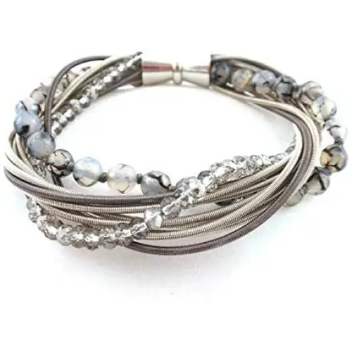 The Island Pearl Stainless Steel Piano Wire with Agate