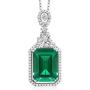 Gem Stone King Sterling Silver Green Simulated Emerald Pendant Necklace 7.10 cttw Emerald Cut 14X10MM with 18 Inch Silver Chain