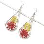 BaubleStar Pressed Flower Teardrop Earrings Dry Flowers Drop Dangle Fashion Jewelry