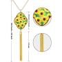 Hicarer 4 Pack Sunflower Print Jewelry Set Y-Shape Tassel Necklace Multilayer Bracelets and Dangle Earrings for Women Girls