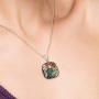 Santuzza Cushion Pendant 925 Sterling Silver Green Spinel White Nano Cubic Zirconia Fine Necklace Jewelry for Women