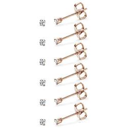 Udalyn 6-12 Pairs Tiny 2mm Stainless Steel Stud Earrings For Mens Womens CZ Round Ball Earrings Set