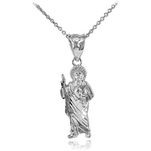 925 Sterling Silver Saint Jude Charm Pendant Necklace