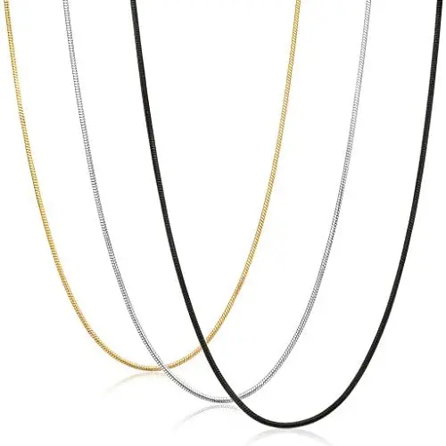 FIBO STEEL 0.9mm Stainless Steel Mens Womens Necklace Snake Chain 3 Pcs a Set, 14-36 inches FIBO STEEL 0.9mm Stainless Steel Mens Womens Necklace Snake Chain 3 Pcs a Set, 14-36 inches