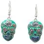 Handpainted Sugar Skull Day of the Dead Dangle French Hook Earrings Handpainted Sugar Skull Day of the Dead Dangle French Hook Earrings