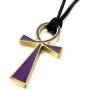 INBLUE Men,Womens Stainless Steel Pendant Necklace Black Silver Gold Two Tone Egyptian Ankh Cross -with Cord