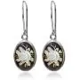 Amber Sterling Silver Cameo Rose Flower Oval Earrings Amber Sterling Silver Cameo Rose Flower Oval Earrings