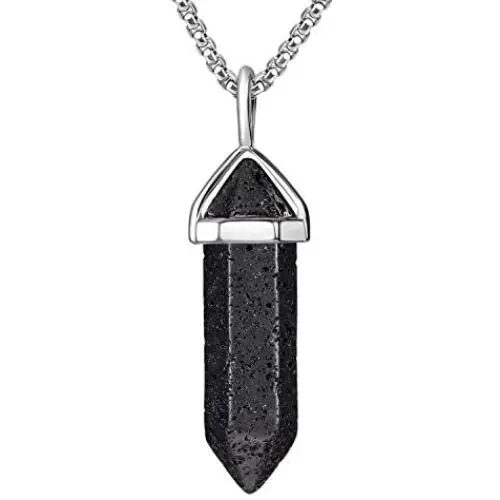 BEADNOVA Gemstone Crystal Necklace for Women Healing Stone Pendant Jewelry for Men Pendulum Divination Energy Healing Hexagonal Pendent (18 Inches Stainless Steel Chain) BEADNOVA Gemstone Crystal Necklace for Women Healing Stone Pendant Jewelry for Men Pendulum Divination Energy Healing Hexagonal Pendent (18 Inches Stainless Steel Chain)