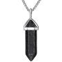 BEADNOVA Gemstone Crystal Necklace for Women Healing Stone Pendant Jewelry for Men Pendulum Divination Energy Healing Hexagonal Pendent (18 Inches Stainless Steel Chain)