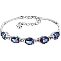 Aurora Tears Charm Bracelet Crystal Rainbow Topaz 925 Sterling Silver Bracelets Women Gift Crystal Cubic Zirconia Girls Jewelry