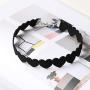 Heart Velevt Choker Necklace Boho Leather Heart Shaped Chain Jewelry Silver Plated for Women Girls