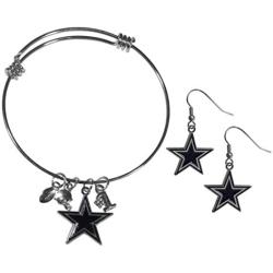 Siskiyou Sports NFL Womens Dangle Earrings and Charm Bangle Bracelet Set