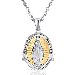 KINGWHYTE St Michael/St Christopher/Jesus Cross Necklace for Men Women The Archangel Protect Us 925 Sterling Silver 20''+2''