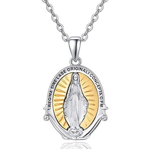 KINGWHYTE St Michael/St Christopher/Jesus Cross Necklace for Men Women The Archangel Protect Us 925 Sterling Silver 20''+2''