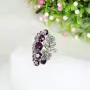 Retro Cocktail Statement Ring Crystal Engagement Wedding Rings Flower and Leaf Rhinestone Band Ring Fashion Jewelry for Women Girl