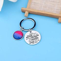 AKTAP LGBT Rainbow Gay & Lesbian Pride Keychain Pansexual Gifts Transgender Pride Jewelry Always Remember You’re Braver Than You Believed for Bisexual Pride