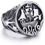 Elfasio Viking Drakkar Ship Kraken Norse Sea Monster Octopus Squid Tentacle Stainless Steel Vintage Ring